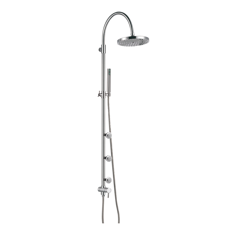 HL-3104 Brass multi Function Chromed Long Shower Column Set including rain shower ,handheld shower and massage spray for Bathroom Featured Image